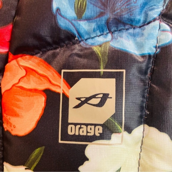 ORAGE Sz M Hooded Puffer Down and Feather Filled Floral Ski  Jacket Coat - Picture 6 of 13